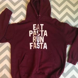 “EAT PASTA RUN FASTA” MAROON HOODIE